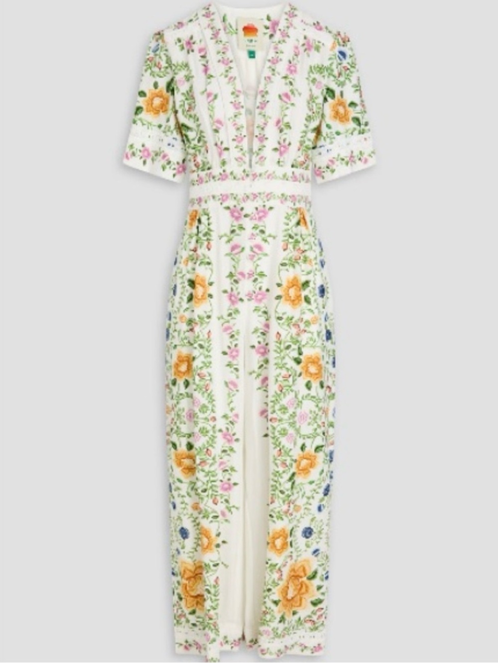 Farm Rio White Floral Embroidered Jumpsuit - Picture 2 of 5